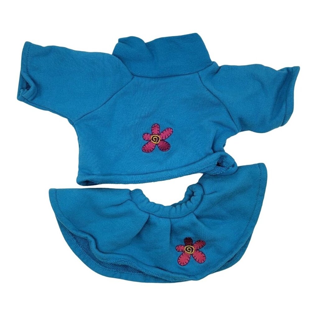 Boyds Collections Bear Doll Clothes Top & Skirt Blue Embroidered Flower